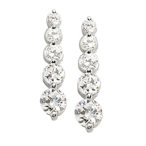18K White Gold 1 CT Diamond Journey Earrings