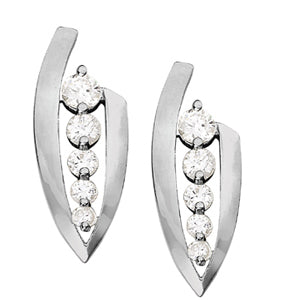 14K White Gold Round Diamond Fashion Earrings