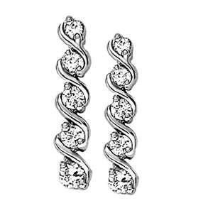 Platinum 1 CT Diamond Journey Stud Earrings