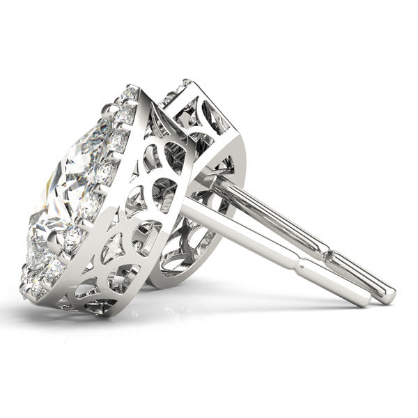 18K White Gold Pear Diamond Halo Earring Set
