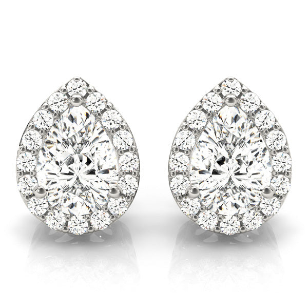 Platinum Pear Diamond Halo Earrings