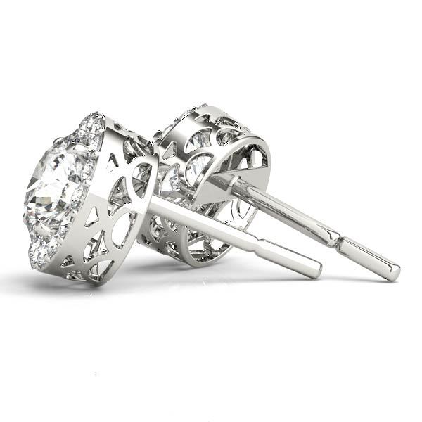 18K White Gold Round Diamond Halo Earrings