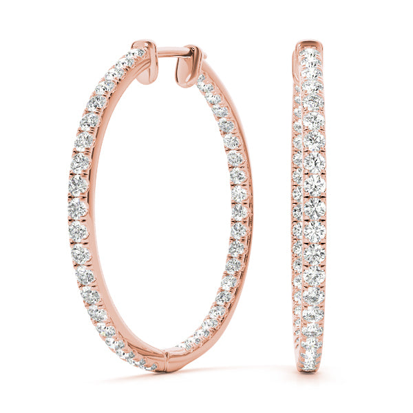 18K Rose Gold Diamond Fashion Hoop Earrings