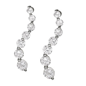 18K White Gold 1 CT Diamond Journey Earrings