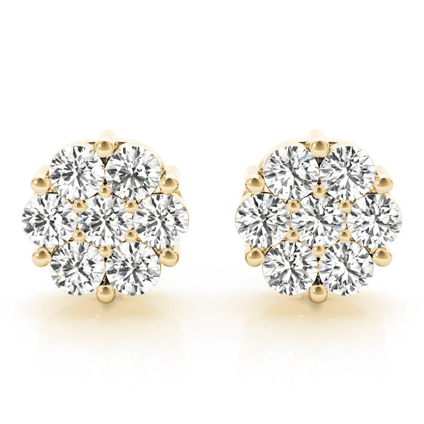 18K Yellow Gold Round Diamond Fashion Earrings