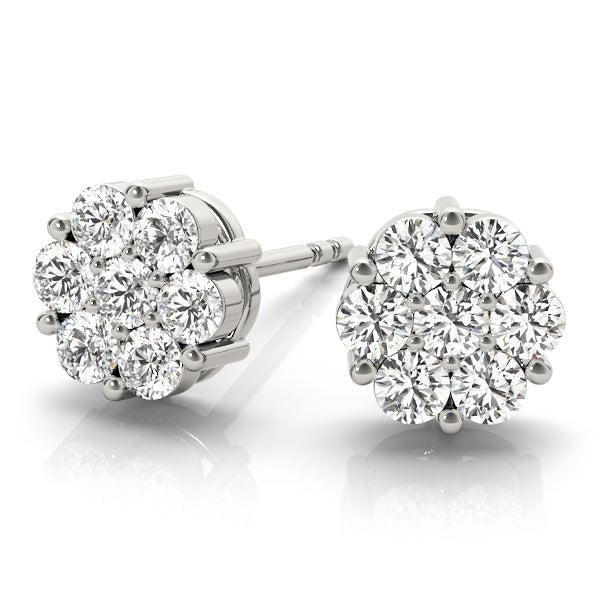 Platinum Round Diamond Fashion Drop Earrings