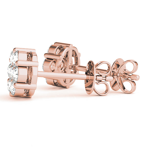 18K Rose Gold Round Diamond Fashion Earrings
