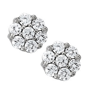 Platinum Round Diamond Fashion Drop Earrings