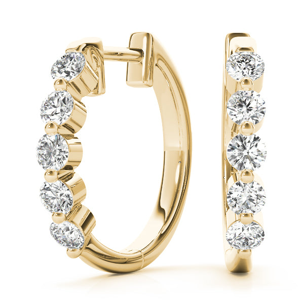 18K Yellow Gold Diamond Hoop Earrings