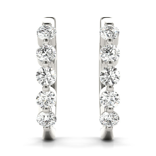 18K White Gold Round Diamond Fashion Earrings