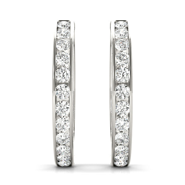18K White Gold Diamond Fashion Hoop Earrings