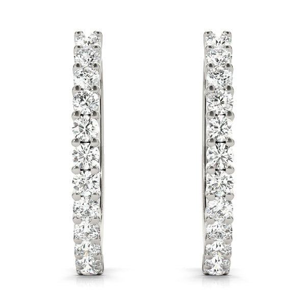 18K White Gold Diamond Fashion Hoop Earrings