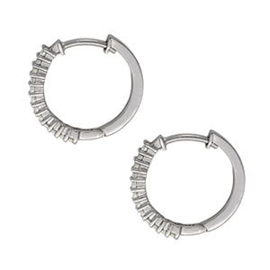Platinum White Diamond Fashion Hoop Earrings