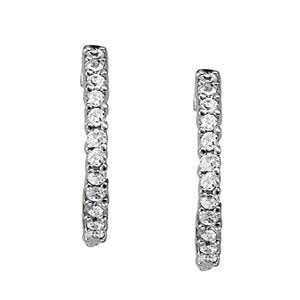 14K White Gold Diamond Fashion Hoop Earrings