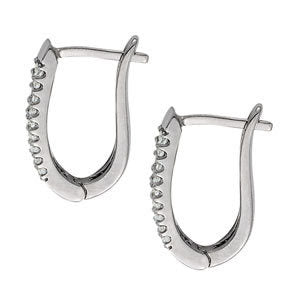 Platinum 1ctw Round Diamond J-Hoop Earrings