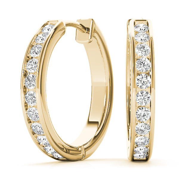 18K Yellow Gold Diamond Hoop Earrings