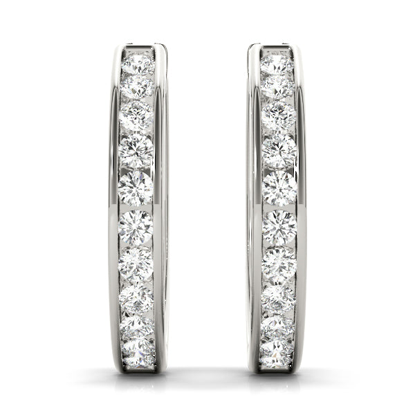 Platinum Diamond Fashion Hoop Earrings - 1/2 CT Total