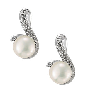 Platinum Diamond Pearl Drop Earrings