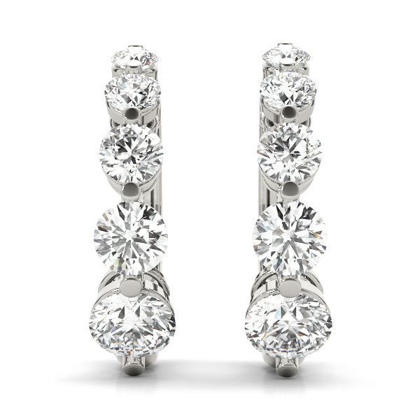 18K White Gold 1 CT Diamond Journey Earrings