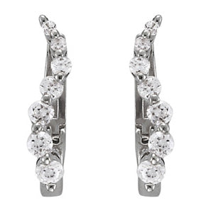 18K White Gold Diamond Journey Earrings 0.08ctw