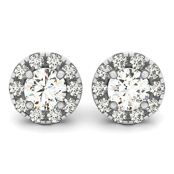 18K White Gold 1.25 ctw Diamond Halo Earrings