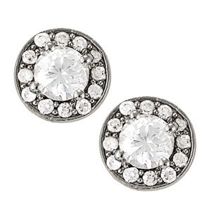 18K White Gold Round Diamond Halo Earrings