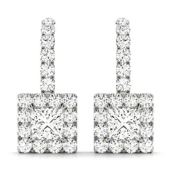 18K White Gold Diamond Halo Stud Earrings