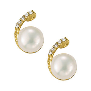 18K White Gold Diamond Pearl Drop Earrings