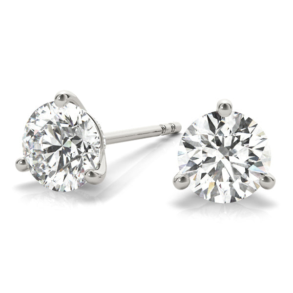 Platinum White Round Diamond Stud Earrings