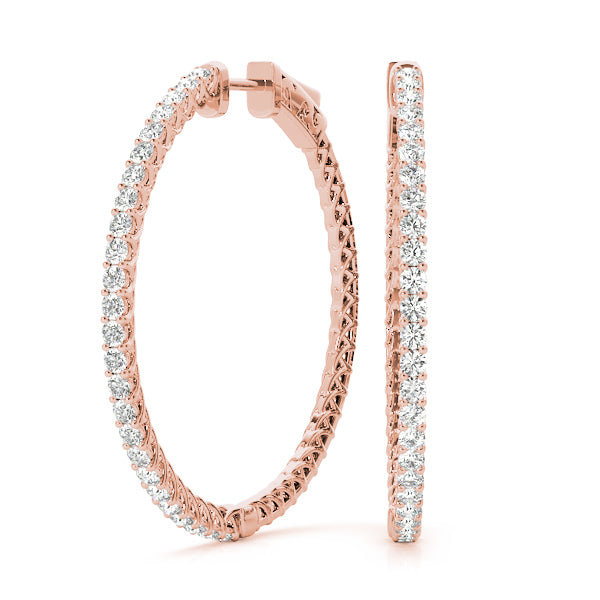Rose Gold Diamond Inside Out Hoop Earrings 1ctw