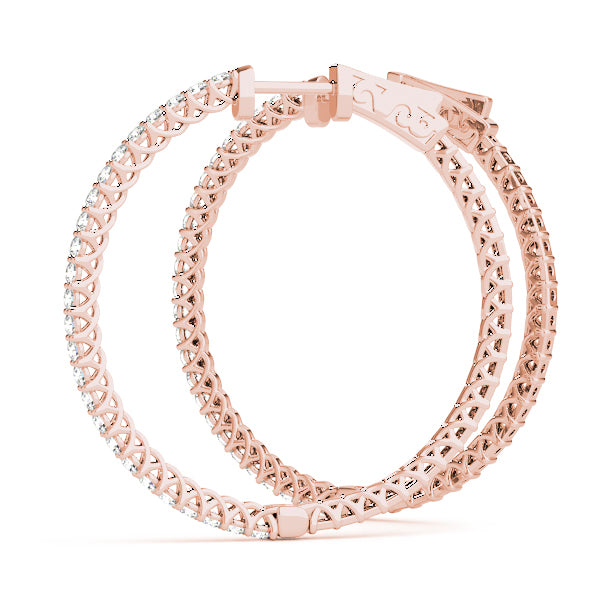 Rose Gold Diamond Inside Out Hoop Earrings 1ctw