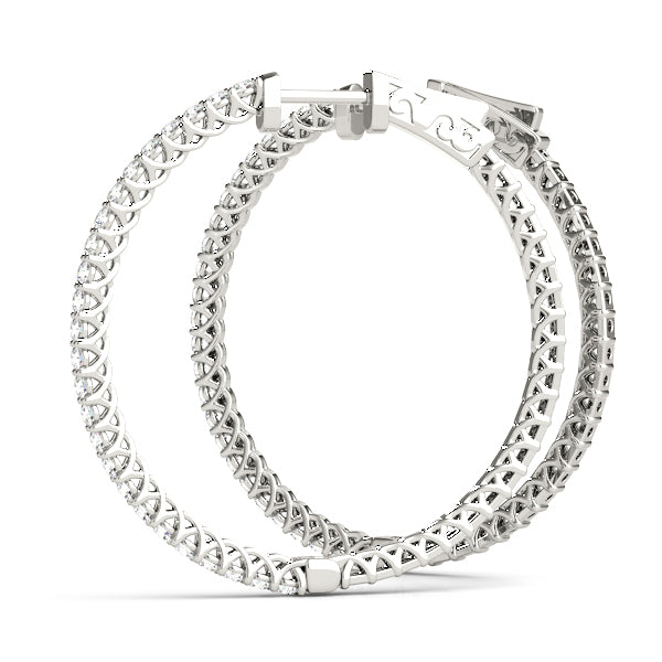 White Gold Diamond Inside Out Hoop Earrings
