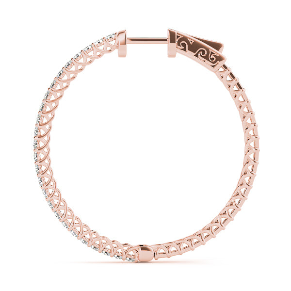 Rose Gold Diamond Inside Out Hoop Earrings 1ctw