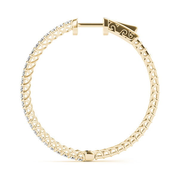 18K Yellow Gold Diamond Inside Out Hoop Earrings