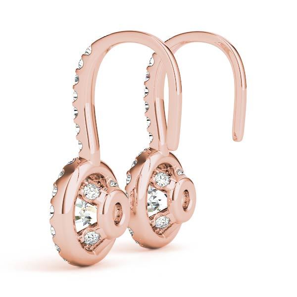 18K Rose Gold Round Diamond Halo Earrings