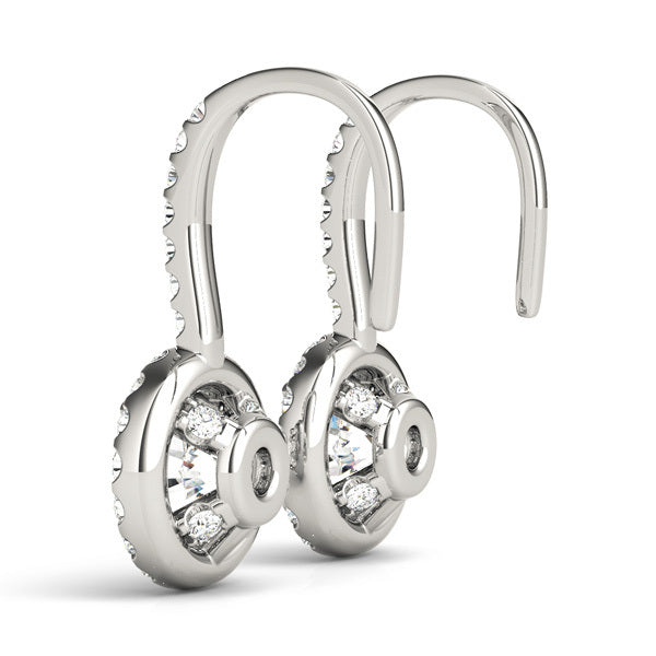 14K White Gold Round Diamond Halo Stud Earrings