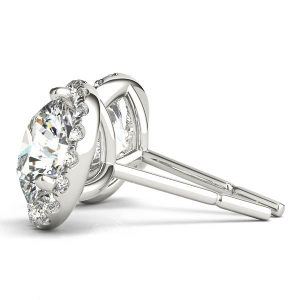 14K White Gold Round Diamond Halo Earrings