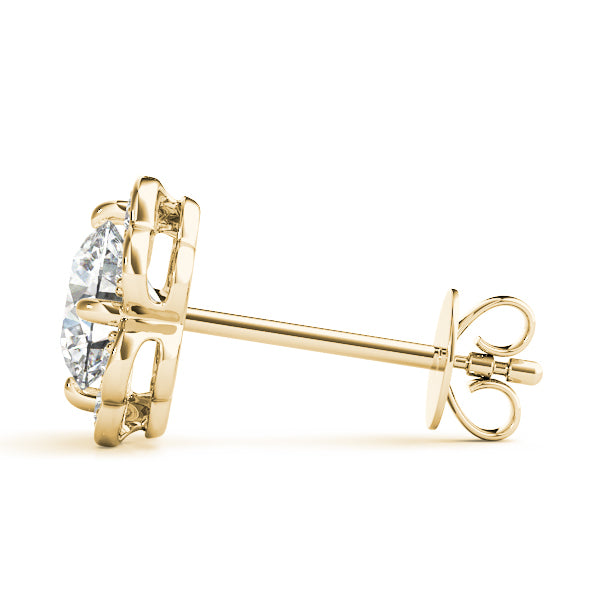 18K Yellow Gold Diamond Halo Stud Earrings