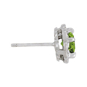 14K White Gold Diamond Halo Stud Earrings