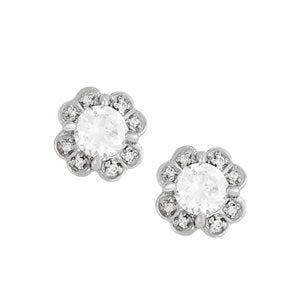18K White Gold Round Diamond Halo Earrings