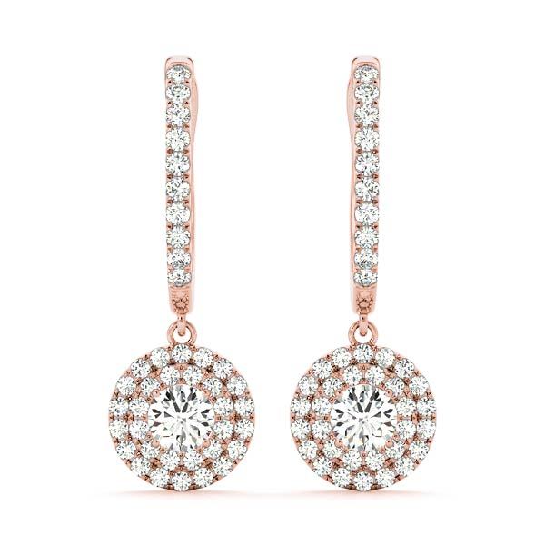 18K Rose Gold 1 CT Diamond Halo Stud Earrings