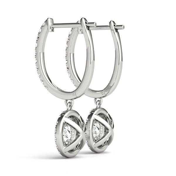 14K White Gold Round Diamond Halo Stud Earrings