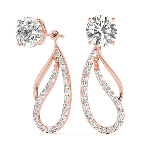 18K Rose Gold Diamond Fashion Earrings