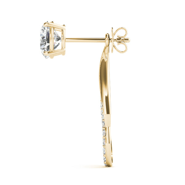 14K Yellow Gold Round Diamond Fashion Earrings