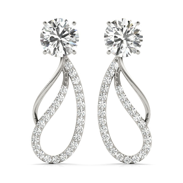 Platinum White Diamond Fashion Earring Jackets