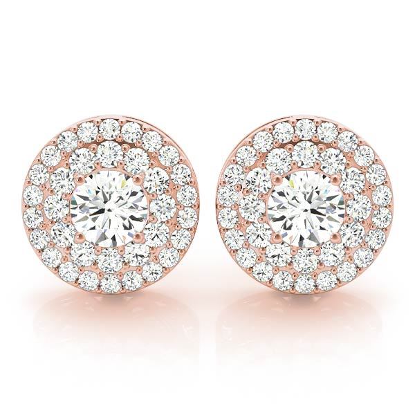 18K Rose Gold 1 CT Diamond Halo Stud Earrings