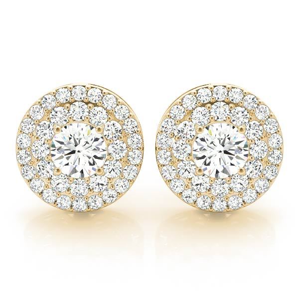 18K Yellow Gold Round Diamond Halo Earrings