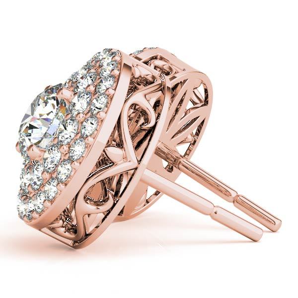 18K Rose Gold 1 CT Diamond Halo Stud Earrings