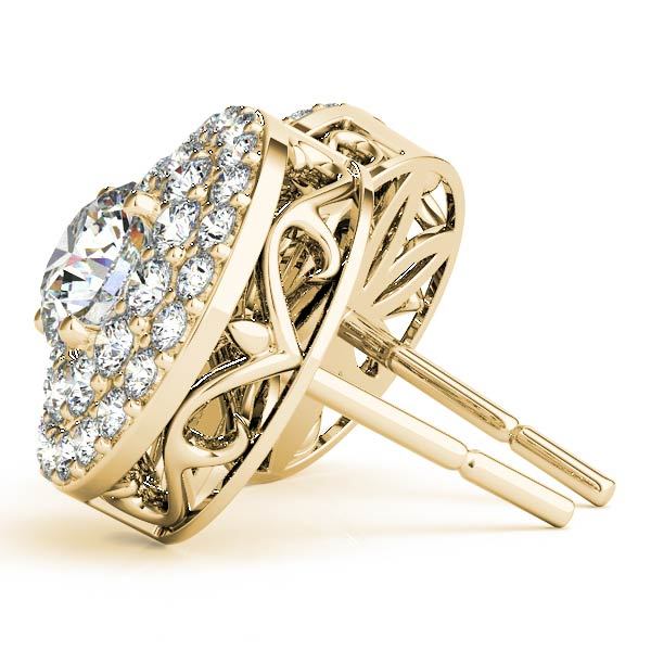18K Yellow Gold Round Diamond Halo Earrings
