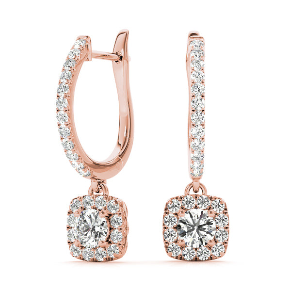 18K Rose Gold 1 ct Diamond Halo Stud Earrings